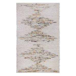 Homeroots 4' X 6' Beige Geometric Handmade Area Rug – Stain-resistant, Unique Design For Indoor & Outdoor Use  Polyester 557207