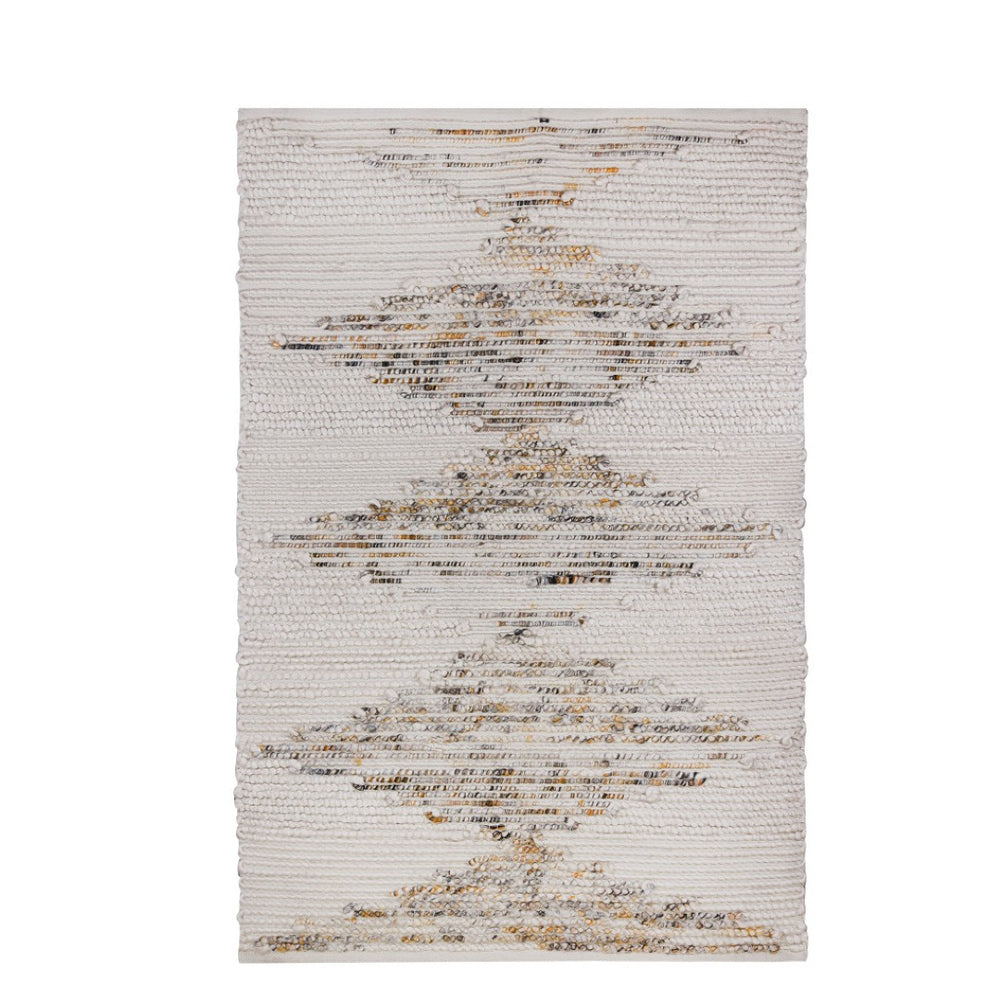 HomeRoots 5' X 8' Beige Geometric Handcrafted Area Rug – Durable, Stylish & Perfect for Indoor or Outdoor Use 557208