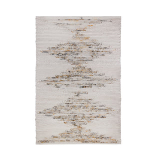 HomeRoots 5' X 8' Beige Geometric Handcrafted Area Rug – Durable, Stylish & Perfect for Indoor or Outdoor Use 557208