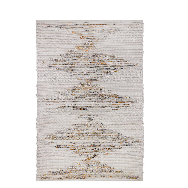 Homeroots 5' Beige Geometric Handmade Area Rug - 5x8 Durable, Stain-resistant Design For Indoor & Outdoor Use  Polyester 557208