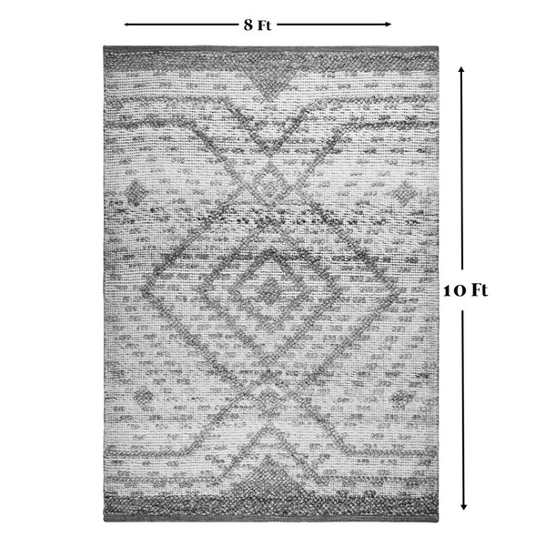 Homeroots 8' Gray Geometric Hand Woven Area Rug – Stylish, Stain Resistant, Artisanal Design For Any Space  Polyester 557213