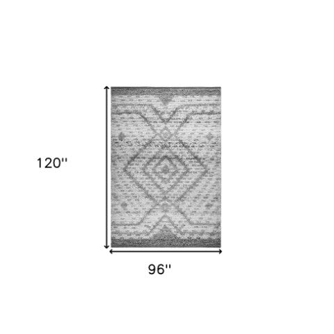 Homeroots 8' Gray Geometric Hand Woven Area Rug – Stylish, Stain Resistant, Artisanal Design For Any Space  Polyester 557213