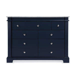 Butler Specialty Harley 6 Drawer Single Bathroom Vanity Set With Carrera Marble Top And Elegant Acacia Craftsmanship Navy Blue Acacia,Mdf,Ceramic Sink,Carrara Marble 5572372-butler