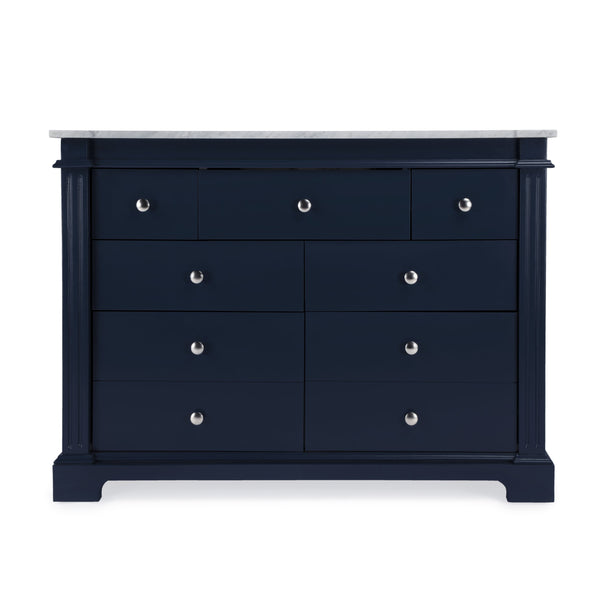 Butler Specialty Harley 6 Drawer Single Bathroom Vanity Set With Carrera Marble Top And Elegant Acacia Craftsmanship Navy Blue Acacia,Mdf,Ceramic Sink,Carrara Marble 5572372-butler