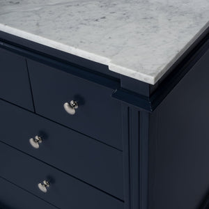 Butler Specialty Harley 6 Drawer Single Bathroom Vanity Set With Carrera Marble Top And Elegant Acacia Craftsmanship Navy Blue Acacia,Mdf,Ceramic Sink,Carrara Marble 5572372-butler