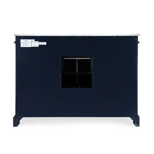 Butler Specialty Harley 6 Drawer Single Bathroom Vanity Set With Carrera Marble Top And Elegant Acacia Craftsmanship Navy Blue Acacia,Mdf,Ceramic Sink,Carrara Marble 5572372-butler