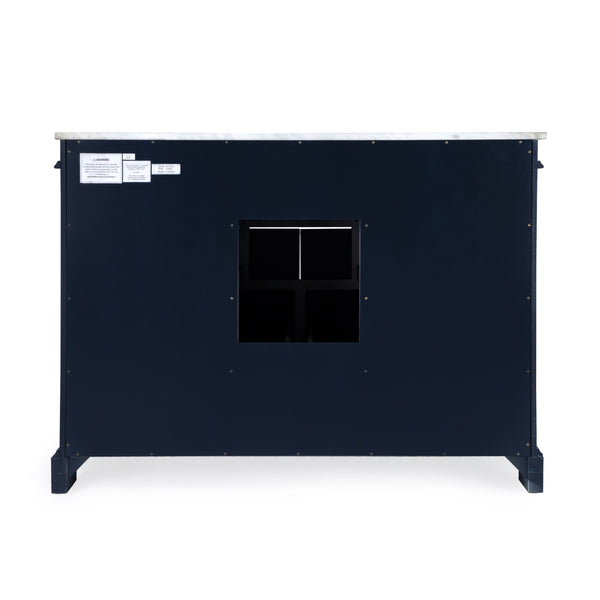Butler Specialty Harley 6 Drawer Single Bathroom Vanity Set With Carrera Marble Top And Elegant Acacia Craftsmanship Navy Blue Acacia,Mdf,Ceramic Sink,Carrara Marble 5572372-butler