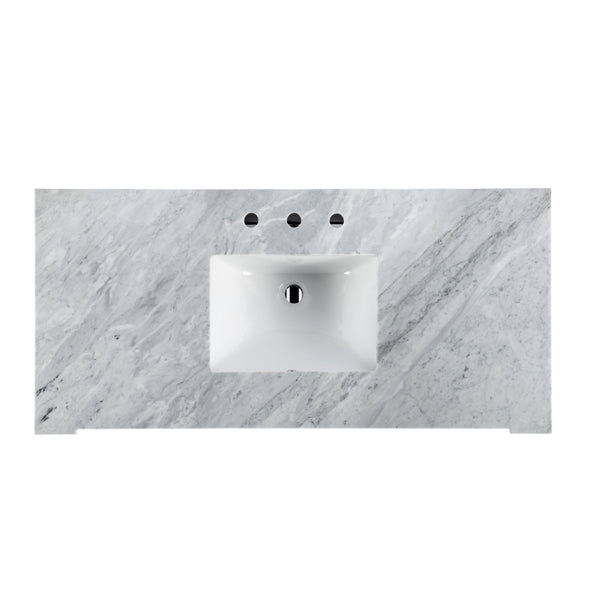 Butler Specialty Harley 6 Drawer Single Bathroom Vanity Set With Carrera Marble Top And Elegant Acacia Craftsmanship Navy Blue Acacia,Mdf,Ceramic Sink,Carrara Marble 5572372-butler