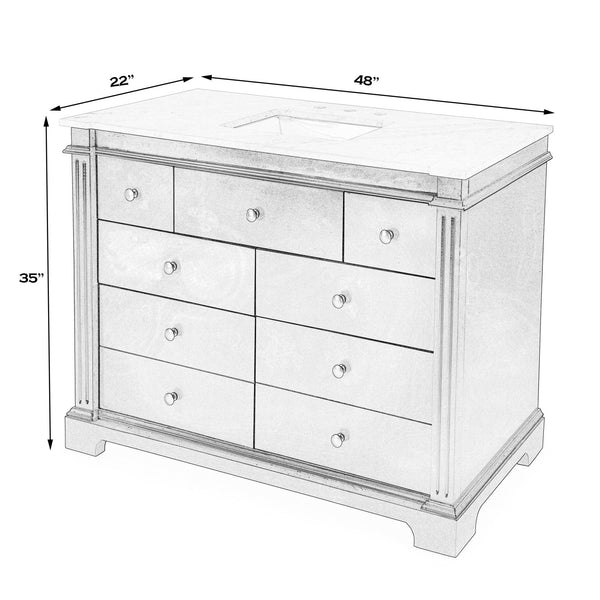 Butler Specialty Harley 6 Drawer Single Bathroom Vanity Set With Carrera Marble Top And Elegant Acacia Craftsmanship Navy Blue Acacia,Mdf,Ceramic Sink,Carrara Marble 5572372-butler