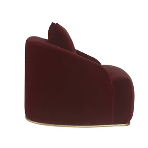 Sunpan Astrid Armchair - Luxurious Velvet Tufted Design with Antique Brass Frame for Elegant Living Spaces Merlot