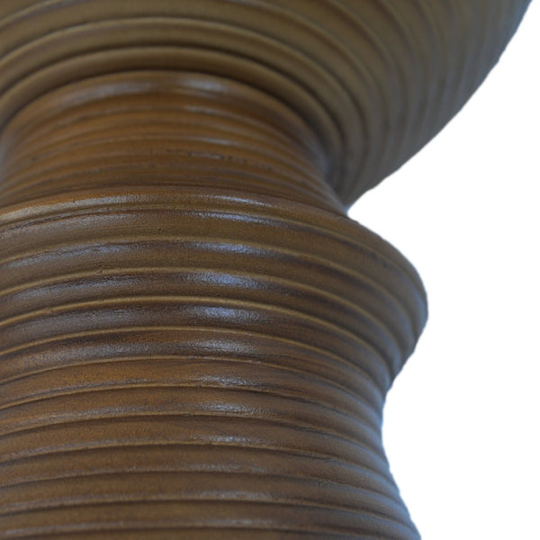 English Elm 16" Ribbed Concrete Outdoor Side Table Hourglass Sculptural Design Patio Accent N767P192100W