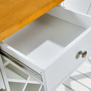 English Elm Bar cabinet Mid-Century Farmhouse Console Table with Wine Rack, Drawer, Shelf & 200lb Capacity White Oak W3417P316958