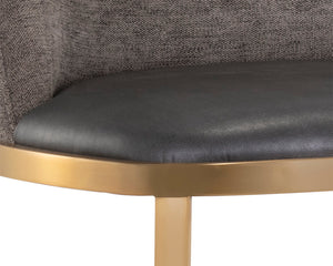 Sunpan Dover Luxurious Faux Leather Barstool with Sleek Brushed Gold Steel Legs for Contemporary Spaces Bravo Portabella / Sparrow Grey
