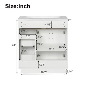 English Elm [video] 30 Inch Freestanding Bathroom Vanity with Soft Close Drawers and Resin Sink N729P396833K
