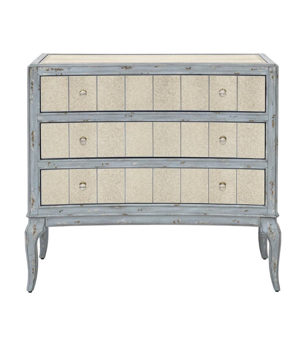 Basset Mirror Fontaine Hall Chest - Rustic Glamour With Robin's Egg Blue Finish And Elegant Storage Drawers Blue Wood,Mirror,Oak Veneer,Mdf 5574-lr-766