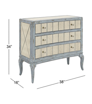 Basset Mirror Fontaine Hall Chest - Rustic Glamour With Robin's Egg Blue Finish And Elegant Storage Drawers Blue Wood,Mirror,Oak Veneer,Mdf 5574-lr-766