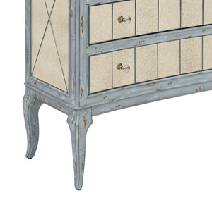 Basset Mirror Fontaine Hall Chest - Rustic Glamour With Robin's Egg Blue Finish And Elegant Storage Drawers Blue Wood,Mirror,Oak Veneer,Mdf 5574-lr-766