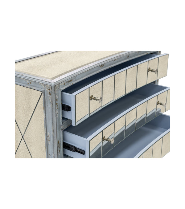 Basset Mirror Fontaine Hall Chest - Rustic Glamour With Robin's Egg Blue Finish And Elegant Storage Drawers Blue Wood,Mirror,Oak Veneer,Mdf 5574-lr-766