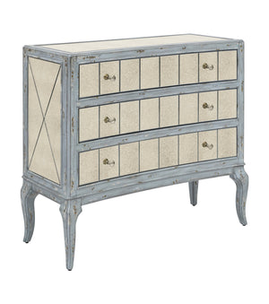 Basset Mirror Fontaine Hall Chest - Rustic Glamour With Robin's Egg Blue Finish And Elegant Storage Drawers Blue Wood,Mirror,Oak Veneer,Mdf 5574-lr-766