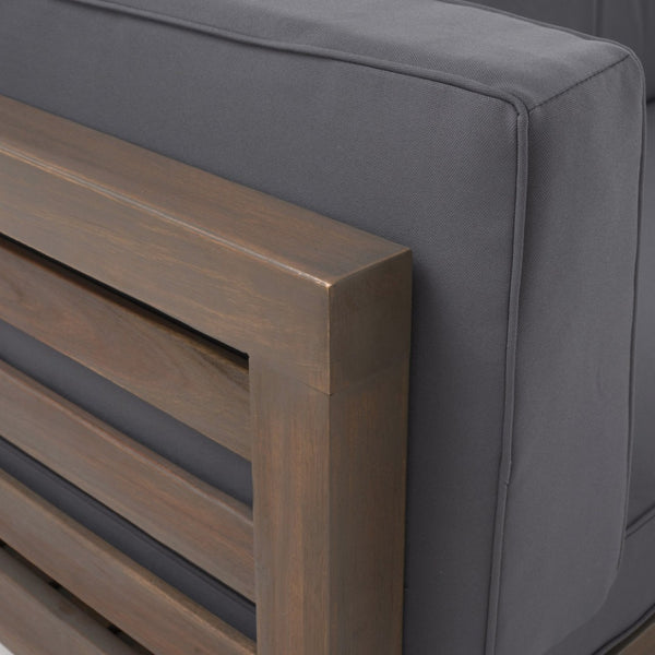 English Elm Oana Solid Acacia Corner Bench Outdoor Sectional Seating with Water Resistant Cushion 59102.00DGY-64496.00GRY
