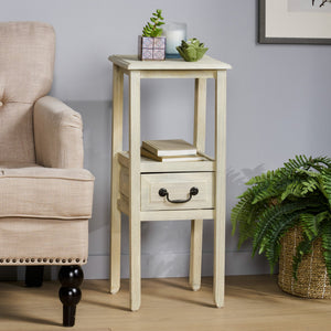 English Elm Christopher Knight Home® - End Table - Elegant Cream-White Solid Rubber Wood Design For Modern & Classic Home Décor Needs N771P269295Y