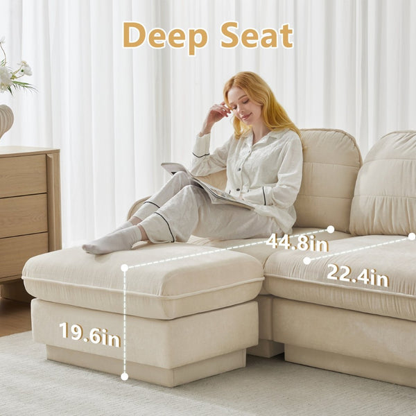 English Elm Chenille Cloud Loveseat with Quilted Back Pillows Deep Seat Comfort for Living Room W714S01748