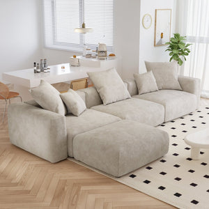 English Elm Pixel Modern Modular Sofa - Versatile L-Shaped 4-Seater In Cozy Corduroy, Perfect For Families! B341S00023-GIGA