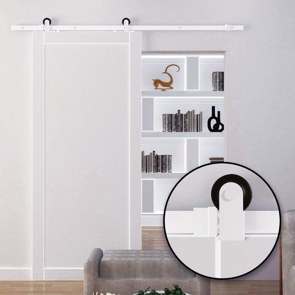 English Elm Rustic Carbon Steel Sliding Door Hardware Kit for Farmhouse and Loft Interiors T3971P384153
