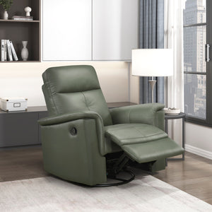 English Elm Green Swivel Glider Recliner Chair 100% Top Grain Leather Match 360° Swivel Plush Padded Comfort Reclining 35.5x36.5x40" B011P329277