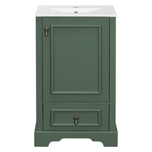English Elm 20 Inch Bathroom Vanity with Ceramic Sink, Soft-Close Door, Adjustable Shelf, Smart Storage Organizing Design Green N729P299505F