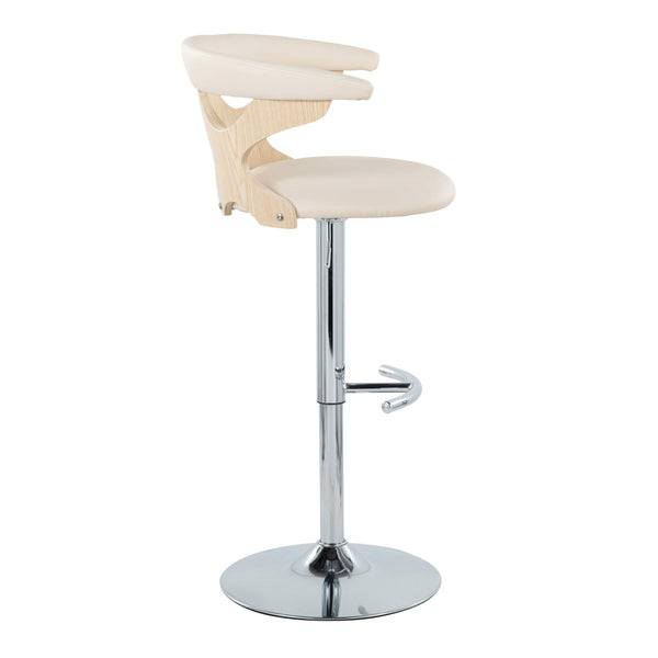 English Elm Gardenia Adjustable Swivel Barstools Set Of 2 In Cream Faux Leather & Chrome, Modern Comfort Style B202S00877