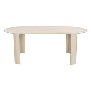 HomeRoots 82" Natural Wood Oval Dining Table - Rustic Mango Wood, Distressed Finish, Seats 4, Charming Centerpiece 557690