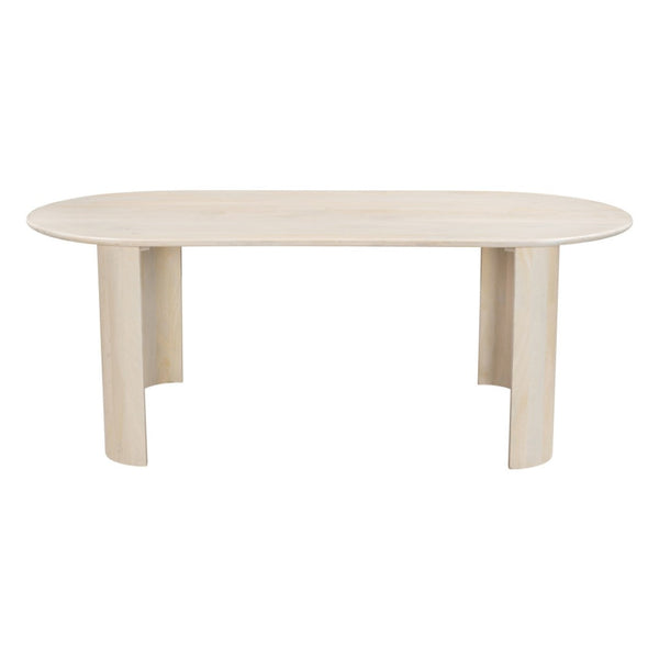 HomeRoots 82" Natural Wood Oval Dining Table - Rustic Mango Wood, Distressed Finish, Seats 4, Charming Centerpiece 557690