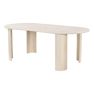 HomeRoots 82" Natural Wood Oval Dining Table - Rustic Mango Wood, Distressed Finish, Seats 4, Charming Centerpiece 557690