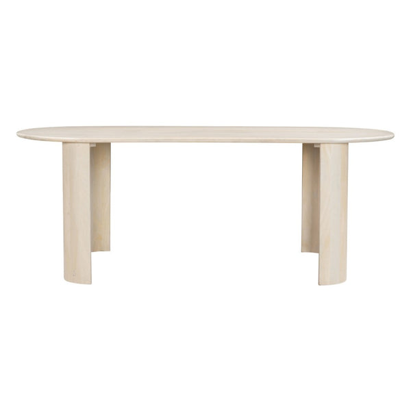 HomeRoots 82" Natural Wood Oval Dining Table - Rustic Mango Wood, Distressed Finish, Seats 4, Charming Centerpiece 557690