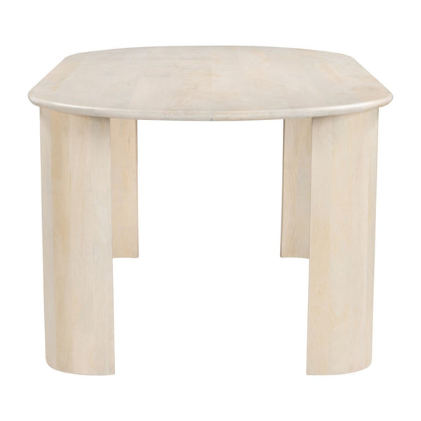 HomeRoots 82" Natural Wood Oval Dining Table - Rustic Mango Wood, Distressed Finish, Seats 4, Charming Centerpiece 557690