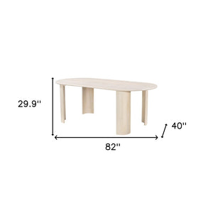 HomeRoots 82" Natural Wood Oval Dining Table - Rustic Mango Wood, Distressed Finish, Seats 4, Charming Centerpiece 557690