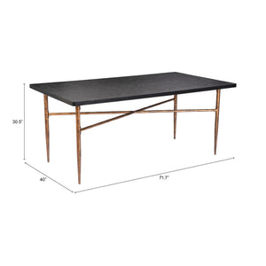 HomeRoots 72" Black and Bronze Wood and Steel Dining Table – Modern Elegance for Dining, Work, and Gatherings 557691