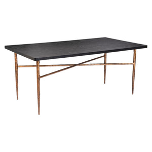 HomeRoots 72" Black and Bronze Wood and Steel Dining Table – Modern Elegance for Dining, Work, and Gatherings 557691
