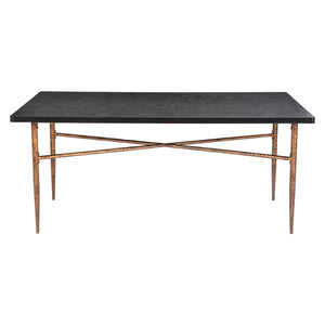 HomeRoots 72" Black and Bronze Wood and Steel Dining Table – Modern Elegance for Dining, Work, and Gatherings 557691
