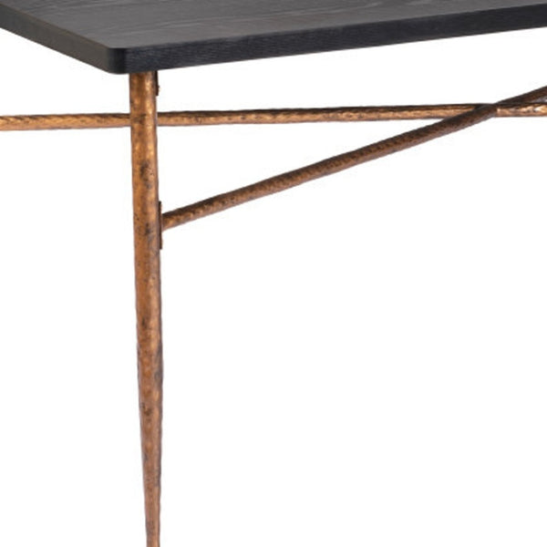 HomeRoots 72" Black and Bronze Wood and Steel Dining Table – Modern Elegance for Dining, Work, and Gatherings 557691