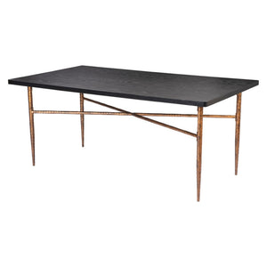 HomeRoots 72" Black and Bronze Wood and Steel Dining Table – Modern Elegance for Dining, Work, and Gatherings 557691