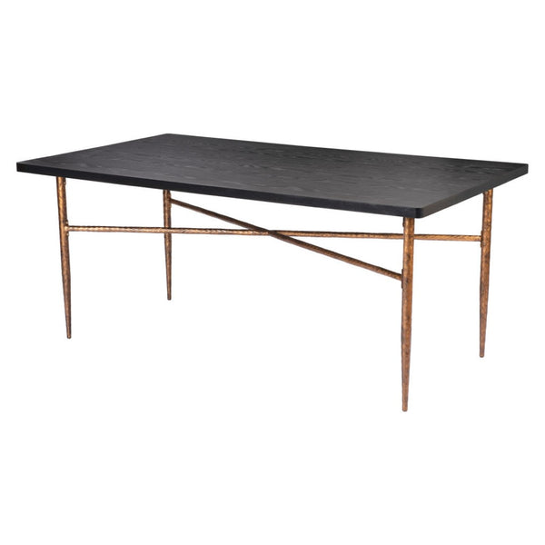 HomeRoots 72" Black and Bronze Wood and Steel Dining Table – Modern Elegance for Dining, Work, and Gatherings 557691