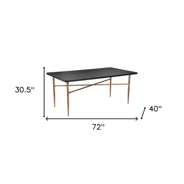 HomeRoots 72" Black and Bronze Wood and Steel Dining Table – Modern Elegance for Dining, Work, and Gatherings 557691
