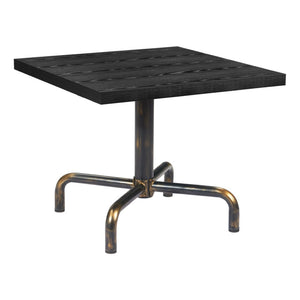 HomeRoots 36" Elegant Black and Gold Square Dining Table with Sturdy Pedestal Base for Compact Spaces 557692