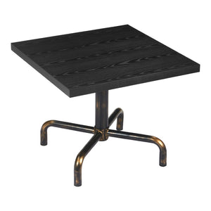 HomeRoots 36" Elegant Black and Gold Square Dining Table with Sturdy Pedestal Base for Compact Spaces 557692