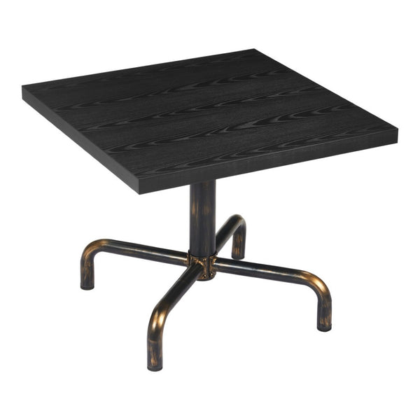 HomeRoots 36" Elegant Black and Gold Square Dining Table with Sturdy Pedestal Base for Compact Spaces 557692