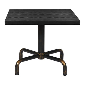HomeRoots 36" Elegant Black and Gold Square Dining Table with Sturdy Pedestal Base for Compact Spaces 557692