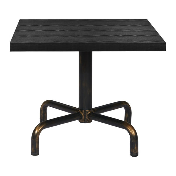 HomeRoots 36" Elegant Black and Gold Square Dining Table with Sturdy Pedestal Base for Compact Spaces 557692