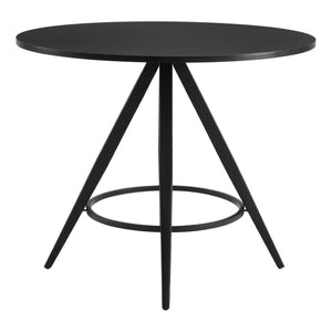 HomeRoots 37" Black Round Dining Table – Modern Wood & Steel Design for Stylish Dining, Entertaining & Workspaces 557693
